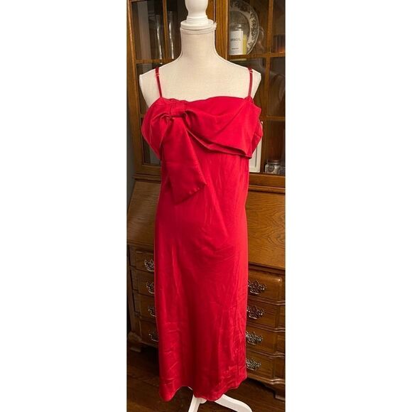 Anthropologie - Hutch Red Bow-Front Slip Midi - Picture 4 of 11